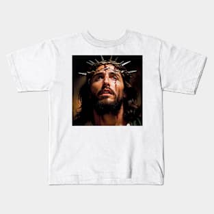 Jesus Christ beyond what we see of his love and his pain Kids T-Shirt